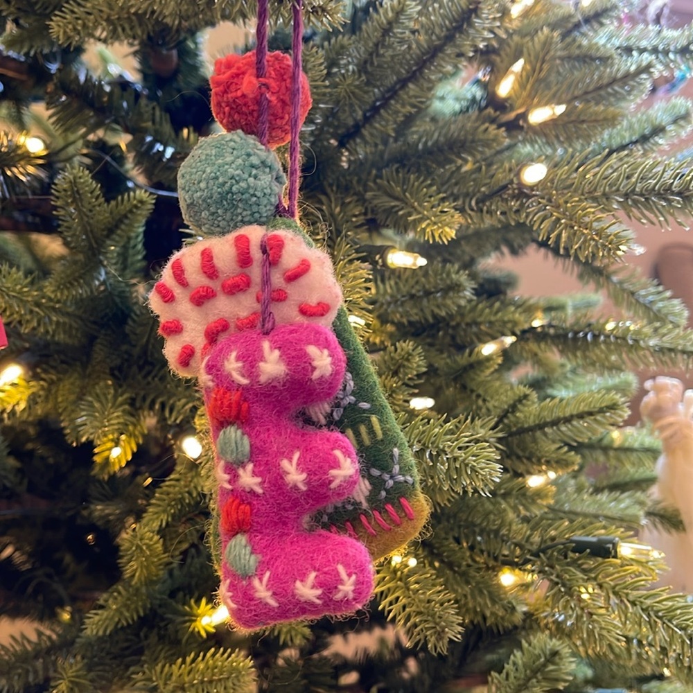 Anthropologie MONOGRAM ORNAMENT “E” Letter Christmas Wool Felt